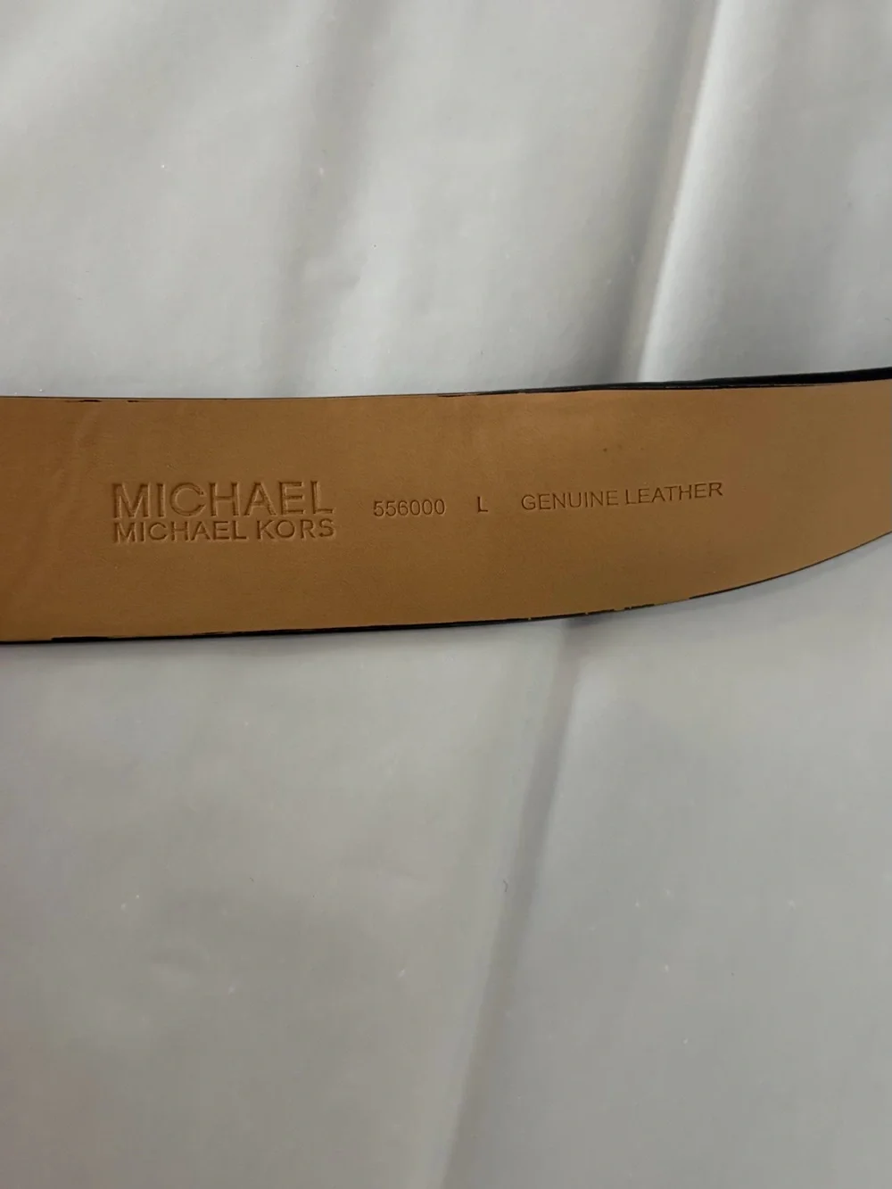 Michael Kors Black Leather Belt with Gold MK Circle Buckle